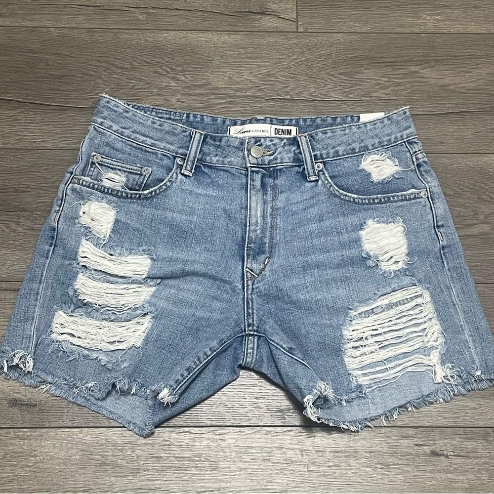 Lovers + Friends Cut Off Denim Distressed Shorts 5" inseam Cotton Sz 29
